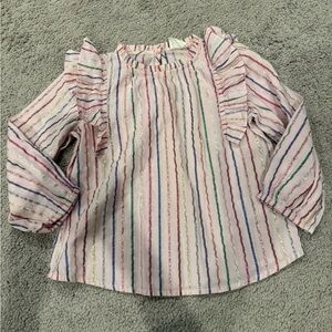 Crew cuts Girls' Long-Sleeve Ruffle Stripe Top - Multicolor